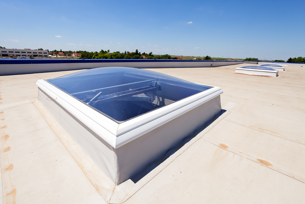 commercial flat roofing with skylight